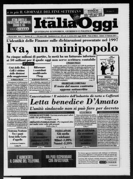 Italia oggi : quotidiano di economia finanza e politica